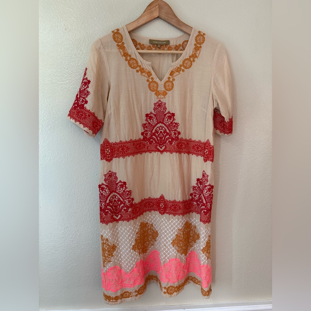 Elegant Red and Orange Lace Dress